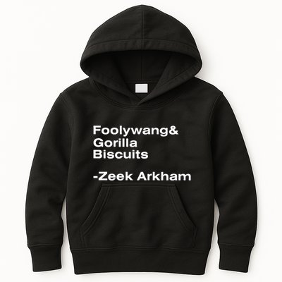 Zeek Arkham Wearing Foolywang Gorilla Biscuits Kids Hoodie