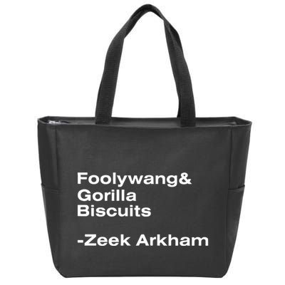 Zeek Arkham Wearing Foolywang Gorilla Biscuits Zip Tote Bag