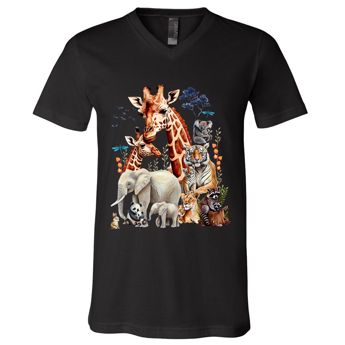Zoo Animals Wildlife Birthday Party Animal Safari Jungle V-Neck T-Shirt