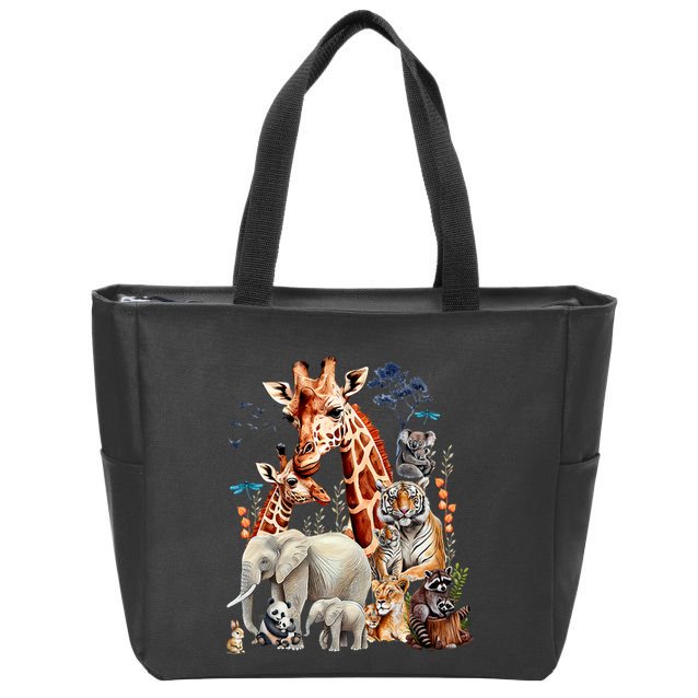 Zoo Animals Wildlife Birthday Party Animal Safari Jungle Zip Tote Bag