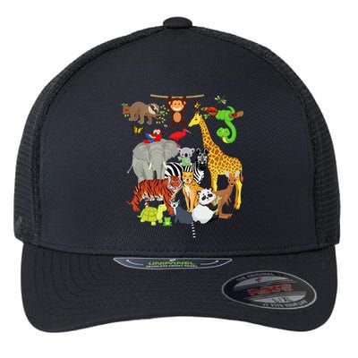 Zoo Animals Wildlife Birthday Party Zoo Day 26 Animals Flexfit Unipanel Trucker Cap