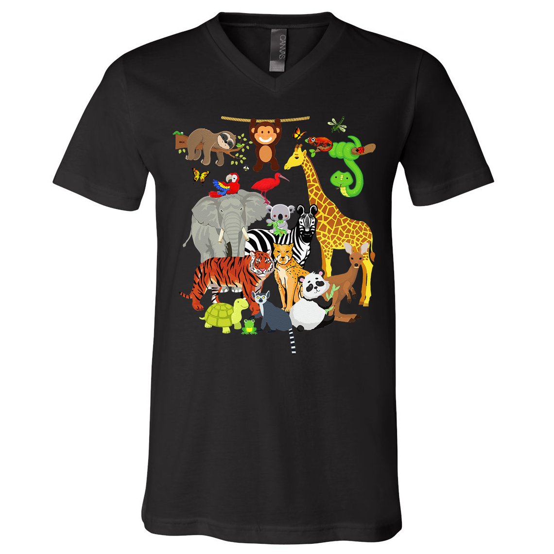 Zoo Animals Wildlife Birthday Party Zoo Day 26 Animals V-Neck T-Shirt
