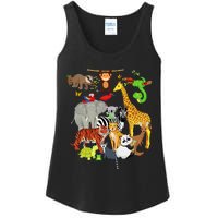 Zoo Animals Wildlife Birthday Party Zoo Day 26 Animals Ladies Essential Tank