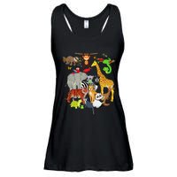 Zoo Animals Wildlife Birthday Party Zoo Day 26 Animals Ladies Essential Flowy Tank