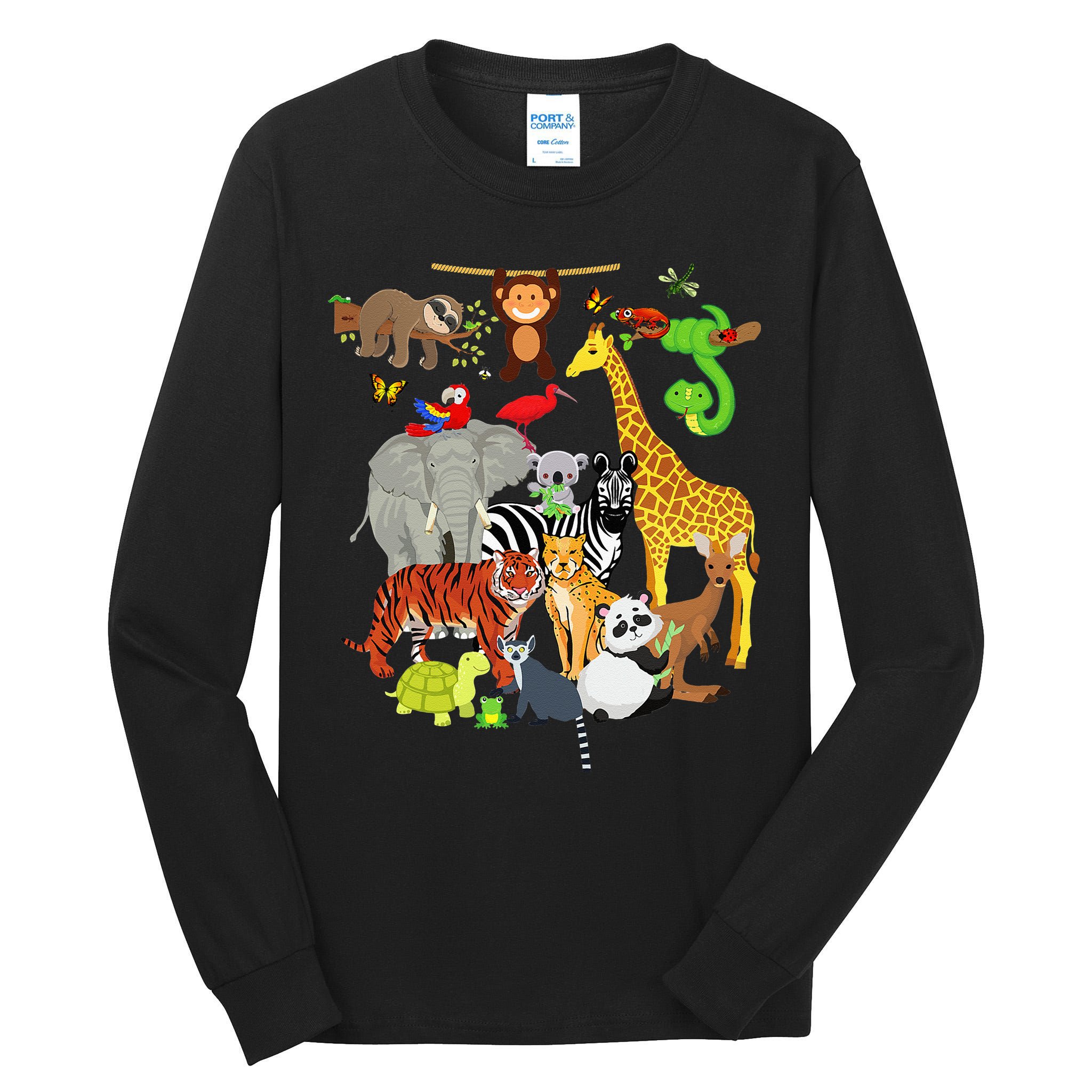 Zoo Animals Wildlife Birthday Party Zoo Day 26 Animals Tall Long Sleeve T-Shirt