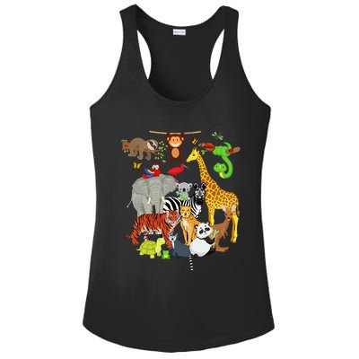 Zoo Animals Wildlife Birthday Party Zoo Day 26 Animals Ladies PosiCharge Competitor Racerback Tank