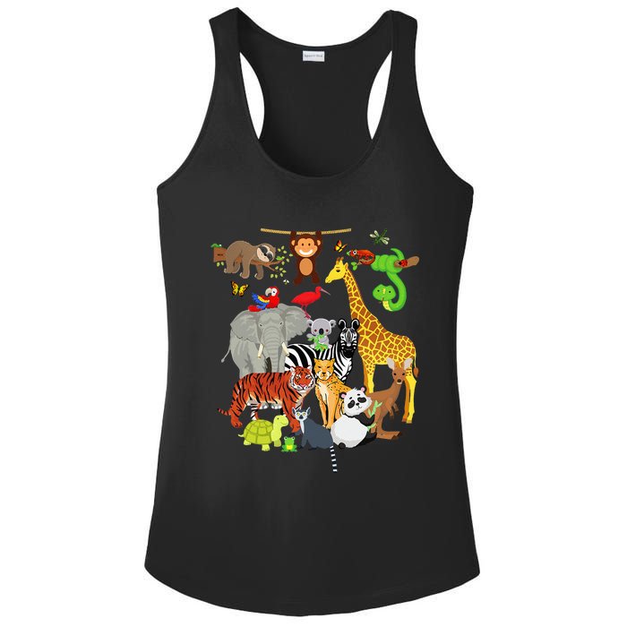 Zoo Animals Wildlife Birthday Party Zoo Day 26 Animals Ladies PosiCharge Competitor Racerback Tank