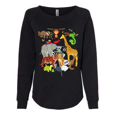 Zoo Animals Wildlife Birthday Party Zoo Day 26 Animals Womens California Wash Sweatshirt