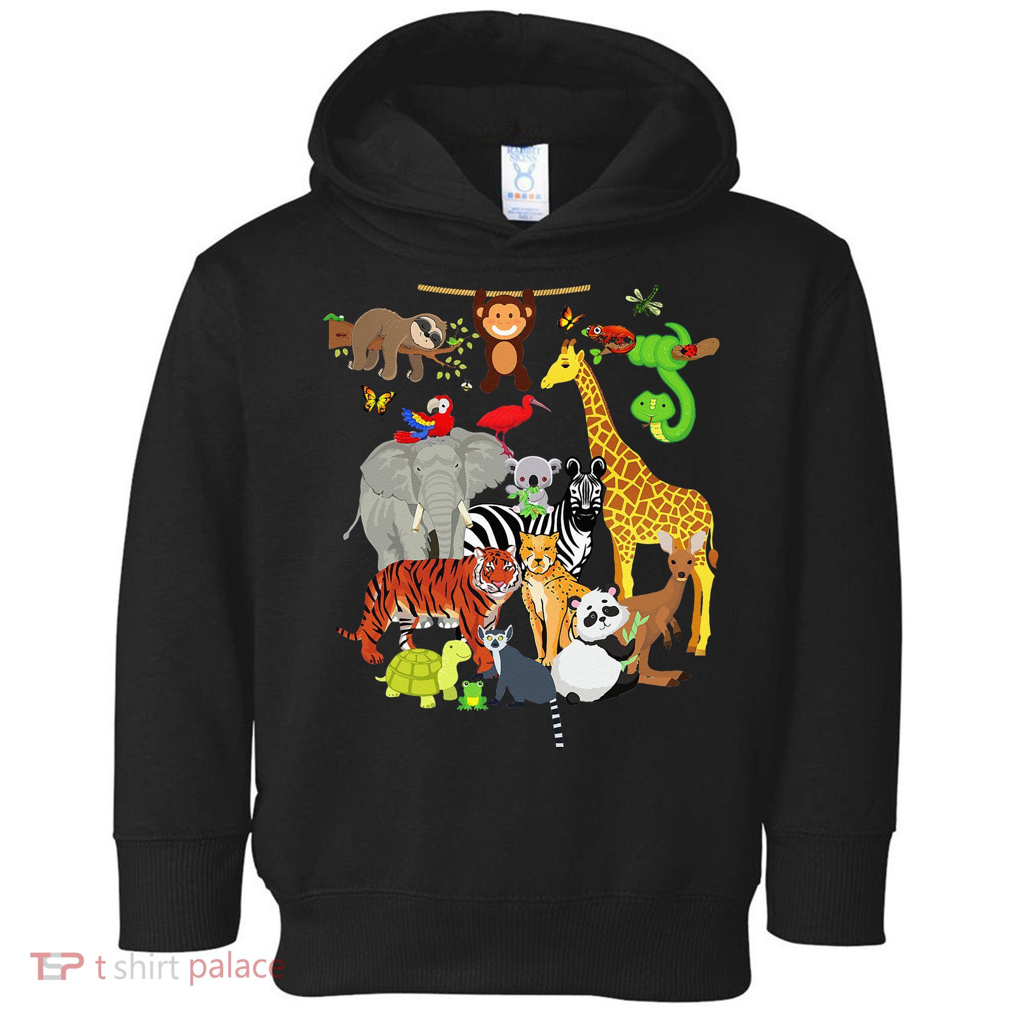 Zoo Animals Wildlife Birthday Party Zoo Day 26 Animals Toddler Hoodie