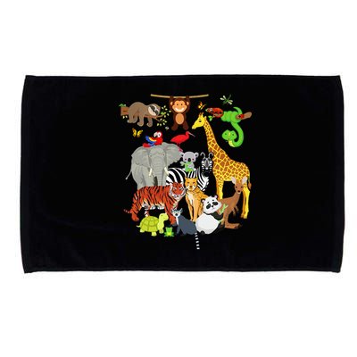 Zoo Animals Wildlife Birthday Party Zoo Day 26 Animals Microfiber Hand Towel