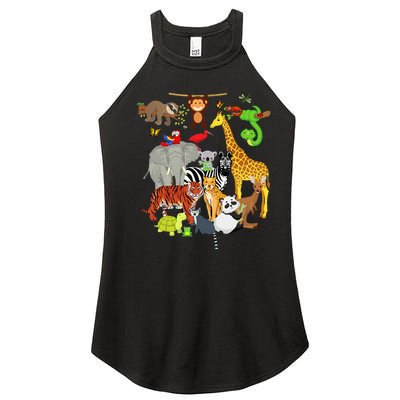 Zoo Animals Wildlife Birthday Party Zoo Day 26 Animals Women's Perfect Tri Rocker Tank