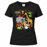 Zoo Animals Wildlife Birthday Party Zoo Day 26 Animals Women's T-Shirt