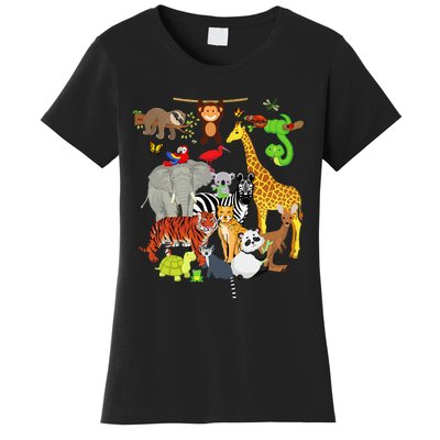 Zoo Animals Wildlife Birthday Party Zoo Day 26 Animals Women's T-Shirt