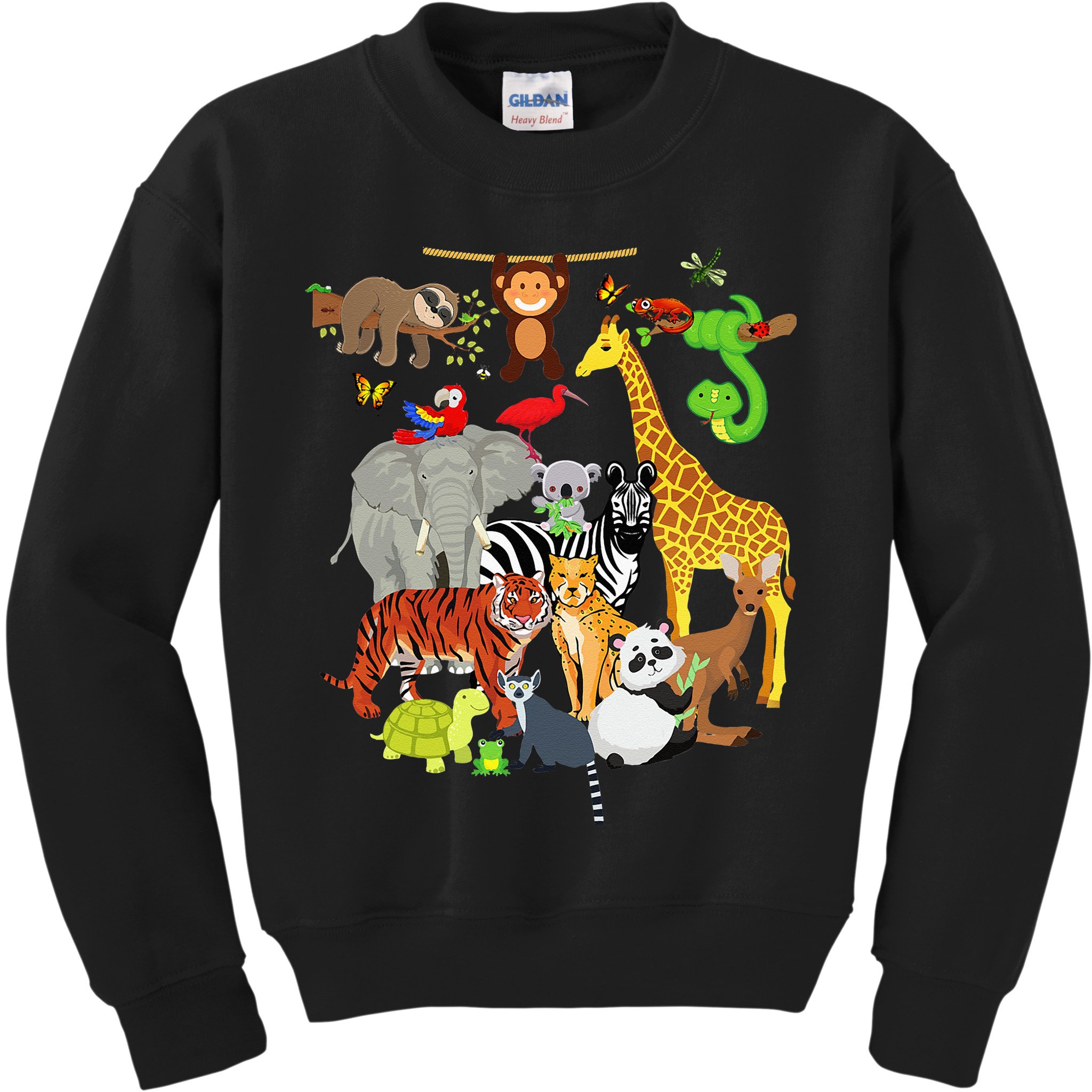 Zoo Animals Wildlife Birthday Party Zoo Day 26 Animals Kids Sweatshirt