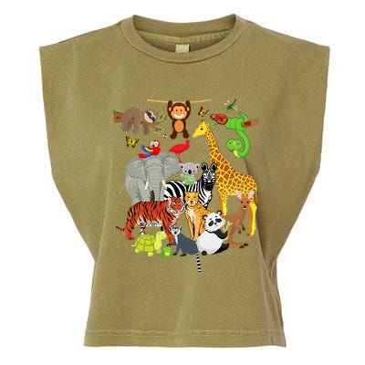 Zoo Animals Wildlife Birthday Party Zoo Day 26 Animals Garment-Dyed Women's Muscle Tee