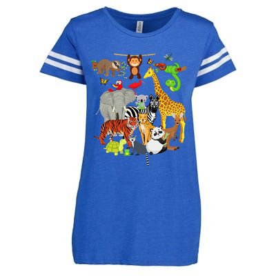 Zoo Animals Wildlife Birthday Party Zoo Day 26 Animals Enza Ladies Jersey Football T-Shirt