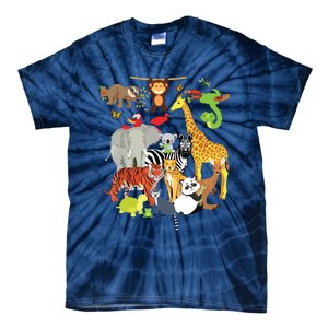 Zoo Animals Wildlife Birthday Party Zoo Day 26 Animals Tie-Dye T-Shirt