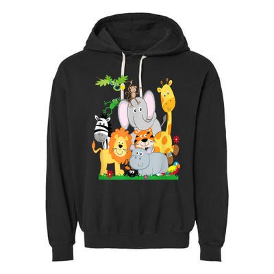 Zoo Animals Wildlife Birthday Party A Day At The Zoo Garment-Dyed Fleece Hoodie