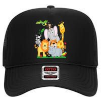 Zoo Animals Wildlife Birthday Party A Day At The Zoo High Crown Mesh Back Trucker Hat