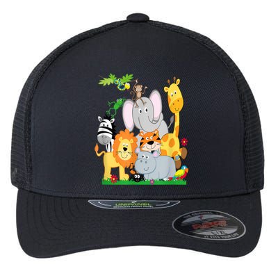 Zoo Animals Wildlife Birthday Party A Day At The Zoo Flexfit Unipanel Trucker Cap