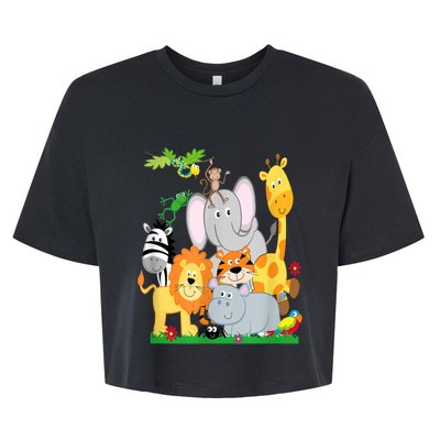 Zoo Animals Wildlife Birthday Party A Day At The Zoo Bella+Canvas Jersey Crop Tee