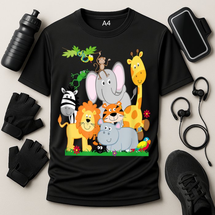 Zoo Animals Wildlife Birthday Party A Day At The Zoo Cooling Performance Crew T-Shirt