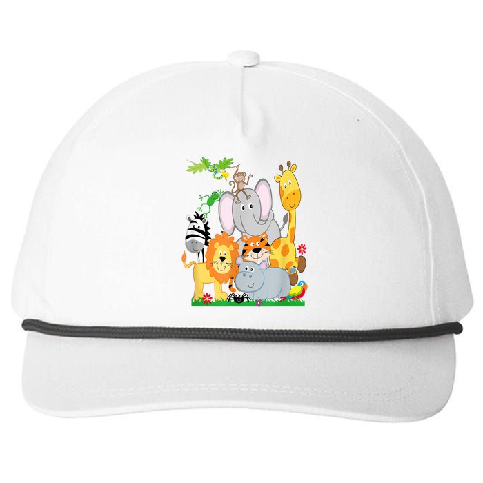 Zoo Animals Wildlife Birthday Party A Day At The Zoo Snapback Five-Panel Rope Hat