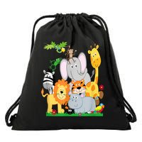 Zoo Animals Wildlife Birthday Party A Day At The Zoo Drawstring Bag