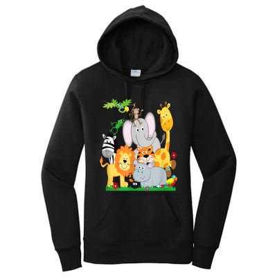 Zoo Animals Wildlife Birthday Party A Day At The Zoo Women's Pullover Hoodie