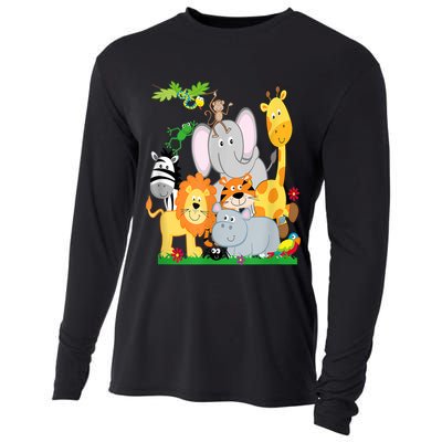Zoo Animals Wildlife Birthday Party A Day At The Zoo Cooling Performance Long Sleeve Crew