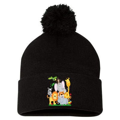 Zoo Animals Wildlife Birthday Party A Day At The Zoo Pom Pom 12in Knit Beanie