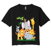 Zoo Animals Wildlife Birthday Party A Day At The Zoo Women's Crop Top Tee