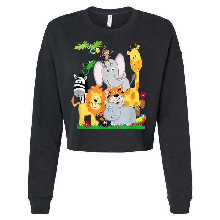 Zoo Animals Wildlife Birthday Party A Day At The Zoo Cropped Pullover Crew