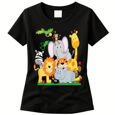 Zoo Animals Wildlife Birthday Party A Day At The Zoo Womens T-Shirt