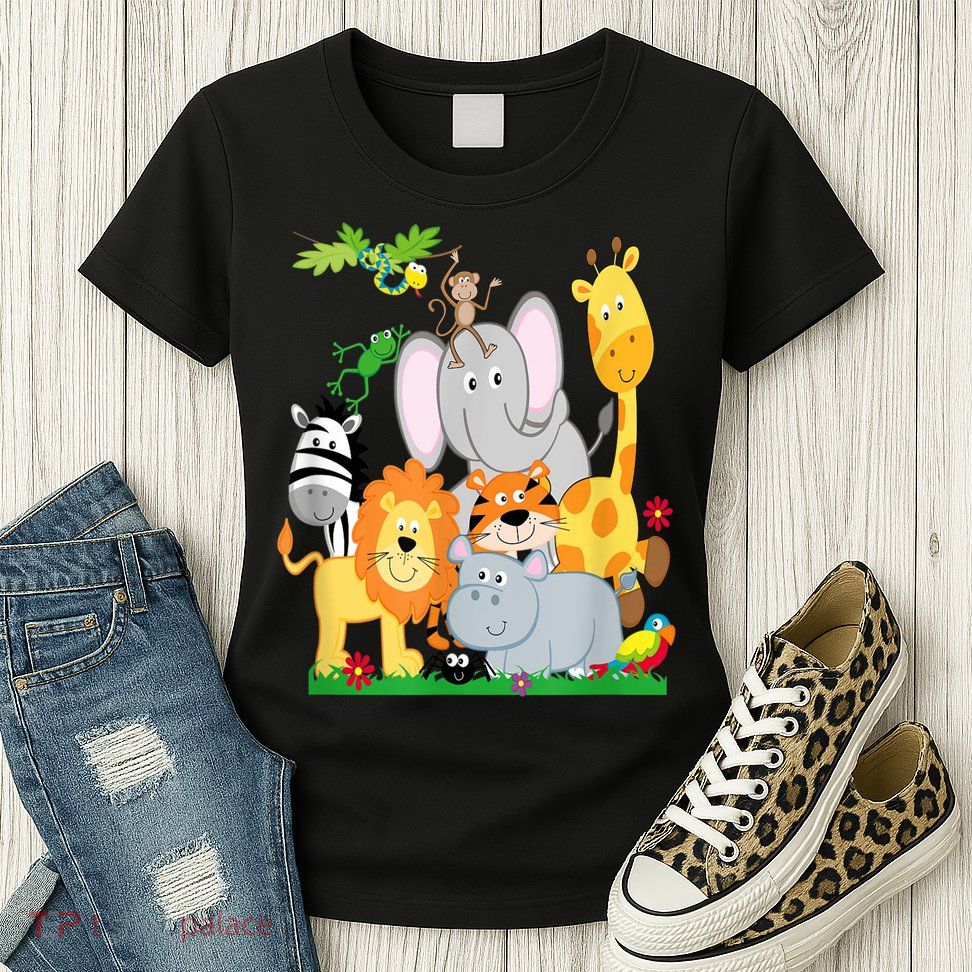 Zoo Animals Wildlife Birthday Party A Day At The Zoo Womens T-Shirt