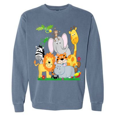 Zoo Animals Wildlife Birthday Party A Day At The Zoo Garment-Dyed Sweatshirt