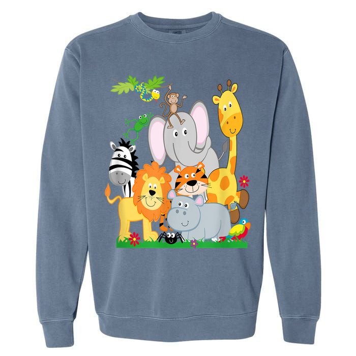 Zoo Animals Wildlife Birthday Party A Day At The Zoo Garment-Dyed Sweatshirt