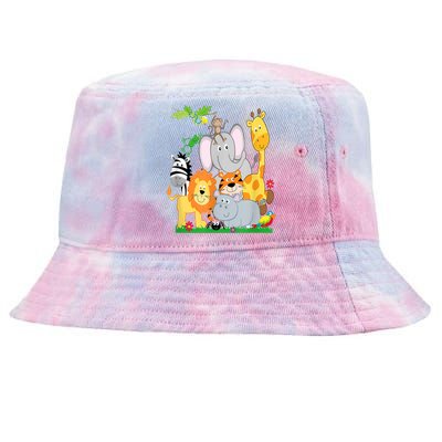 Zoo Animals Wildlife Birthday Party A Day At The Zoo Tie-Dyed Bucket Hat