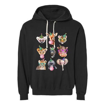 Zoo Animals Wildlife Birthday Party Zoo Day Animals Garment-Dyed Fleece Hoodie