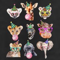 Zoo Animals Wildlife Birthday Party Zoo Day Animals 7 Panel Mesh Trucker Snapback Hat