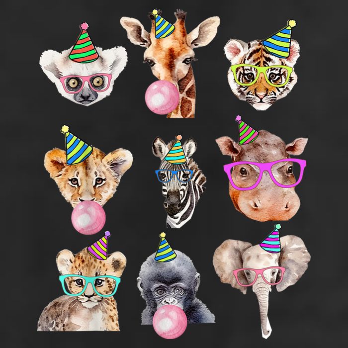 Zoo Animals Wildlife Birthday Party Zoo Day Animals 7 Panel Mesh Trucker Snapback Hat