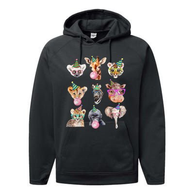 Zoo Animals Wildlife Birthday Party Zoo Day Animals Performance Fleece Hoodie