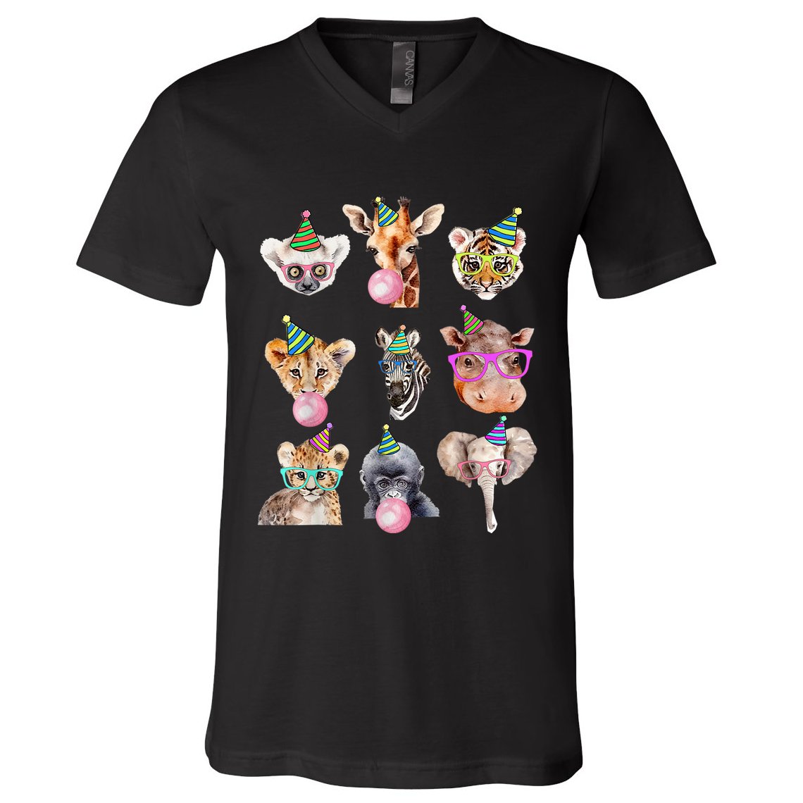 Zoo Animals Wildlife Birthday Party Zoo Day Animals V-Neck T-Shirt