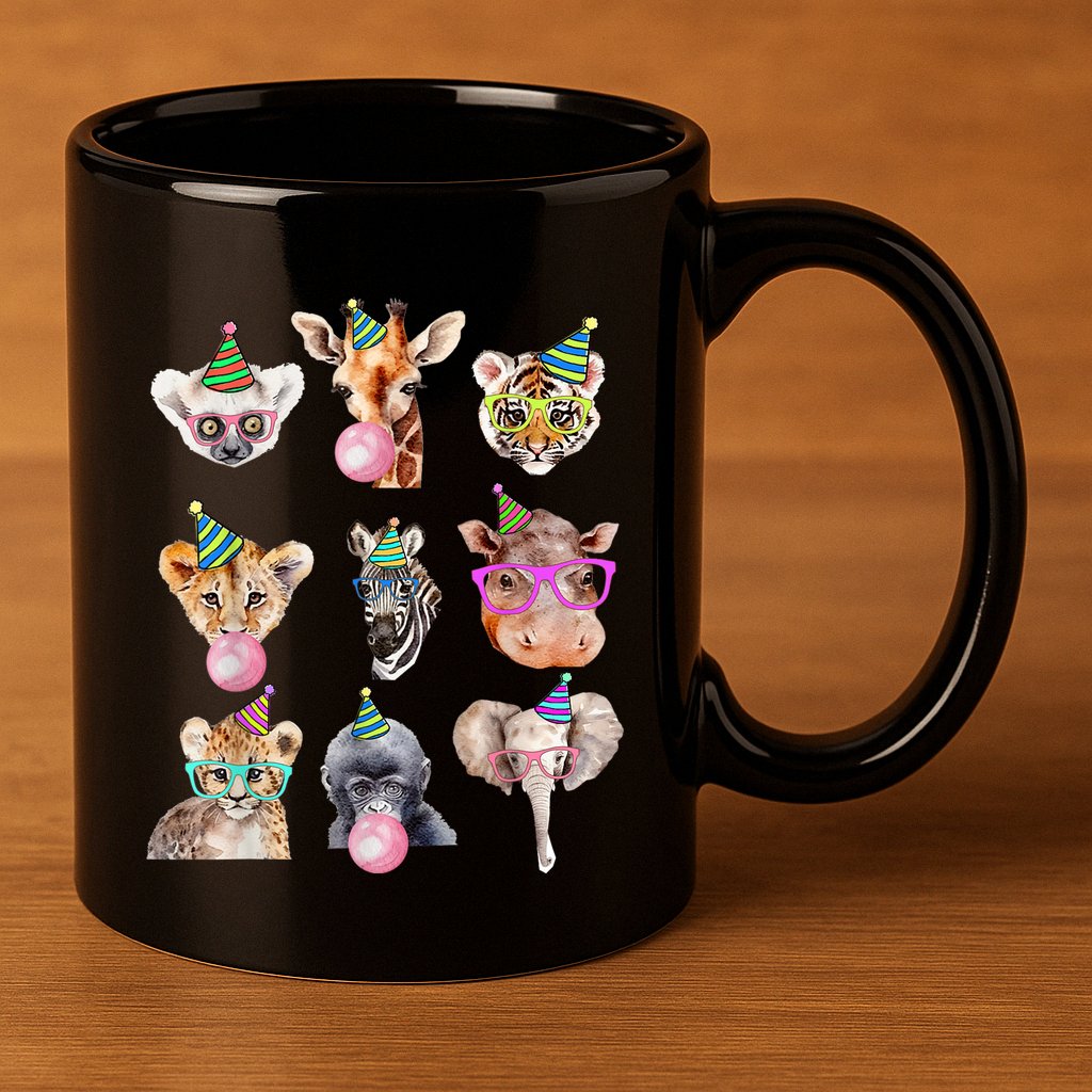 Zoo Animals Wildlife Birthday Party Zoo Day Animals 11oz C Handle Ceramic Mug