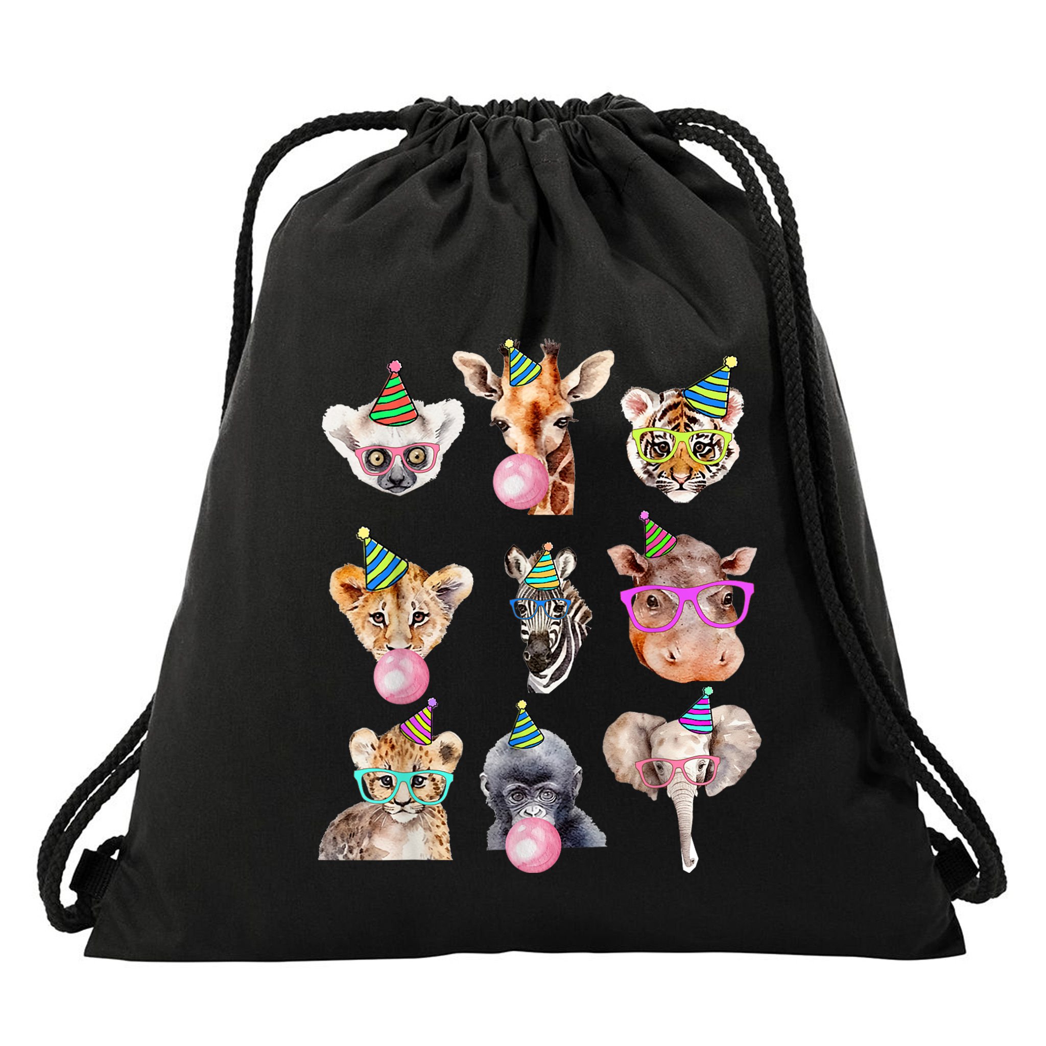 Zoo Animals Wildlife Birthday Party Zoo Day Animals Drawstring Bag