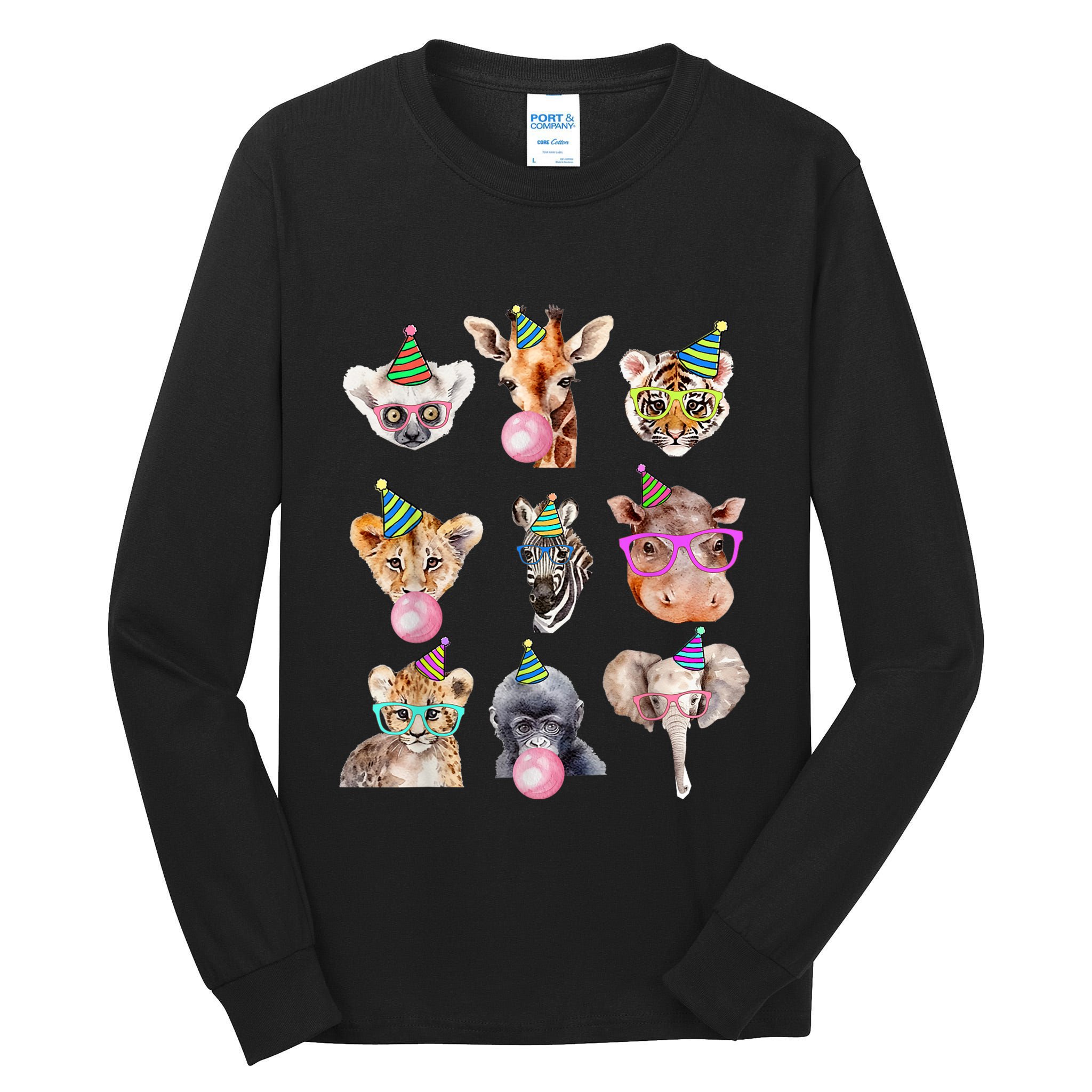 Zoo Animals Wildlife Birthday Party Zoo Day Animals Tall Long Sleeve T-Shirt