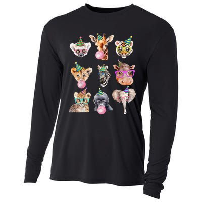 Zoo Animals Wildlife Birthday Party Zoo Day Animals Cooling Performance Long Sleeve Crew