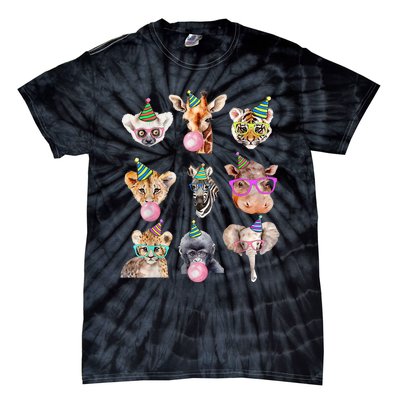 Zoo Animals Wildlife Birthday Party Zoo Day Animals Tie-Dye T-Shirt