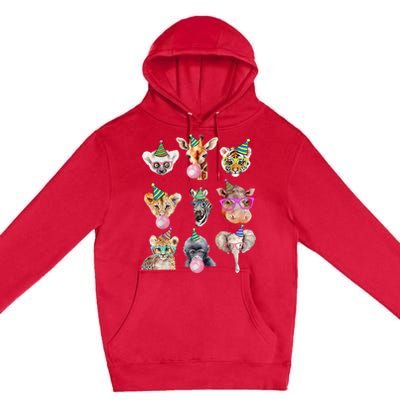 Zoo Animals Wildlife Birthday Party Zoo Day Animals Premium Pullover Hoodie