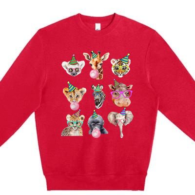 Zoo Animals Wildlife Birthday Party Zoo Day Animals Premium Crewneck Sweatshirt